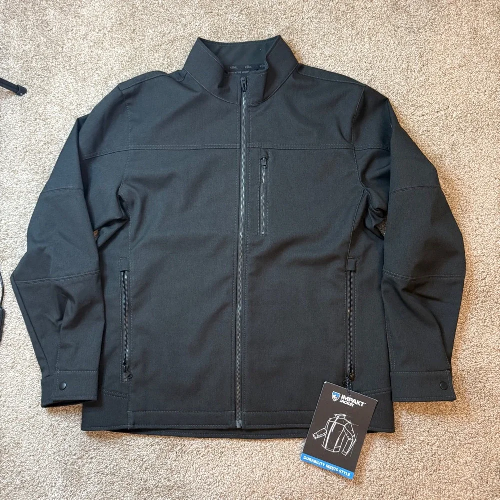 Kuhl Impakt Jacket Mens XL Gotham Black Softshell Water Resistant 1197-1